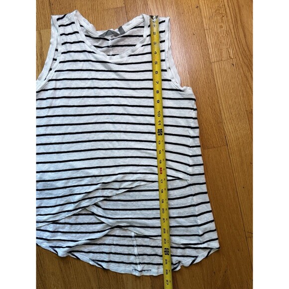 Athleta Women’s 100% Linen Striped Sleeveless Tank Top Tulip Hem Black White M - Picture 8 of 10
